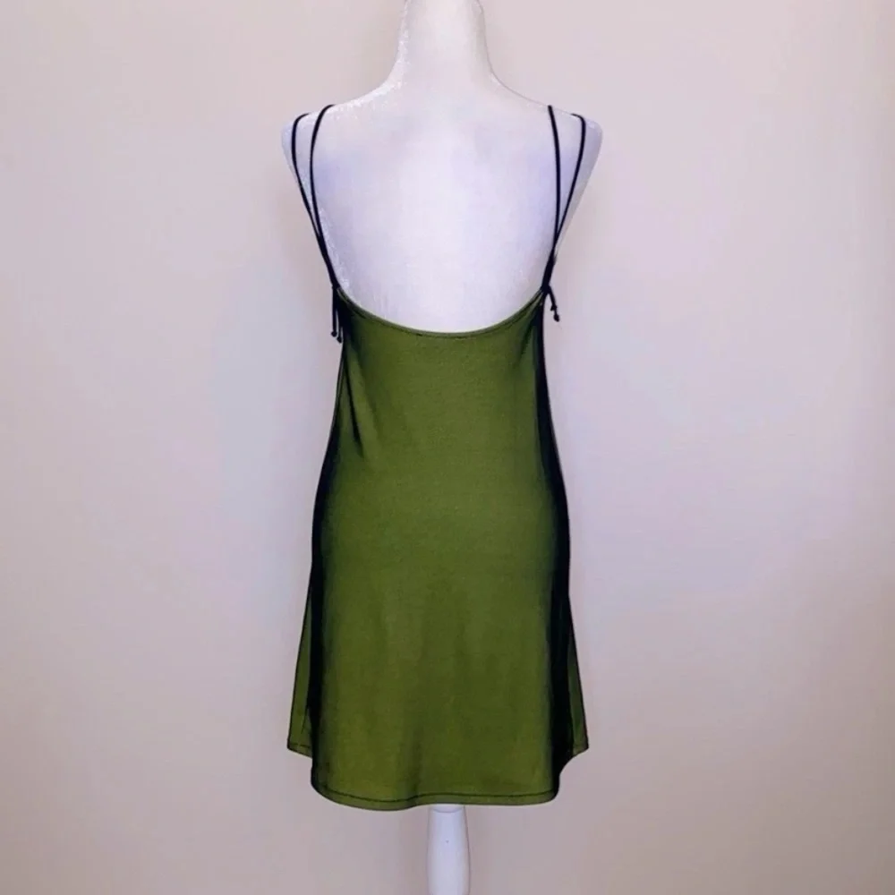 Y2K Fendi lime Green with black micro mesh Mini Dress - Picture 4 of 16